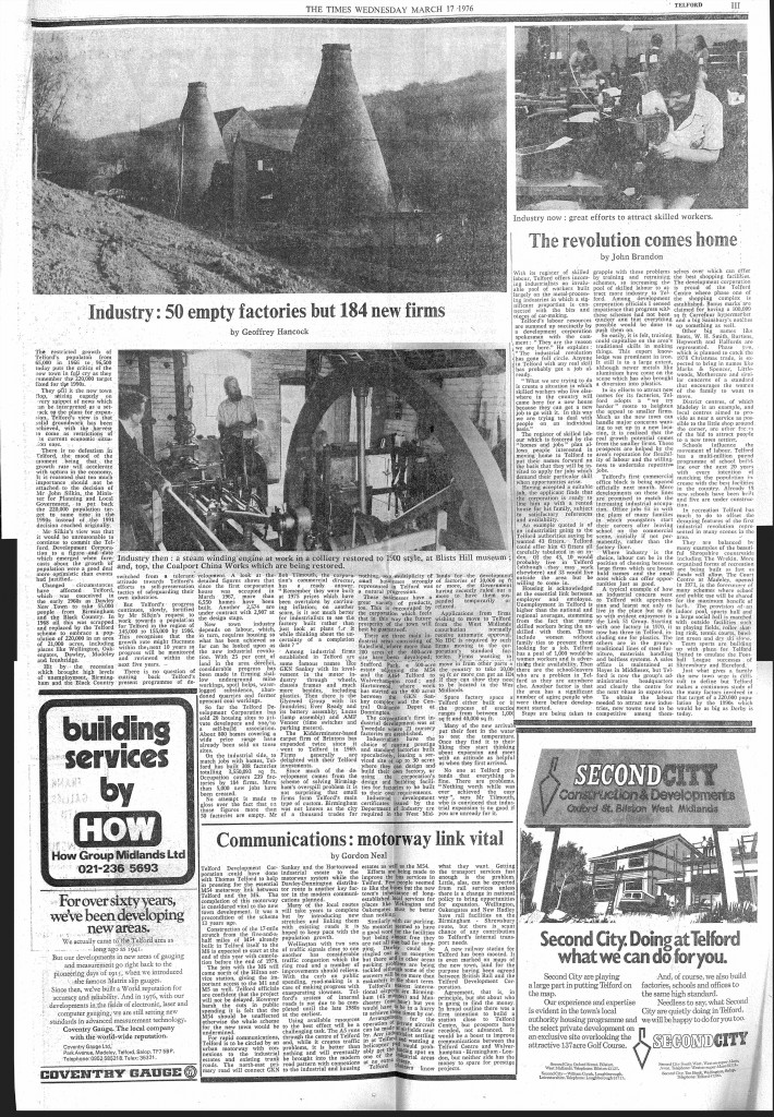 1976: Telford in The Times.  Click pic to read the paper.