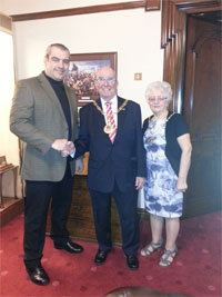 Mark Burrows, of Kitchens by R&R with Mayor, Councillor Dennis Anson and Mayoress Kathleen Anson.