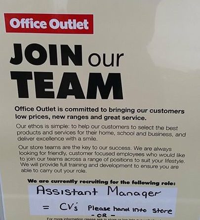 Job Vacancy Istant Manager At Office Outlet Telford Live