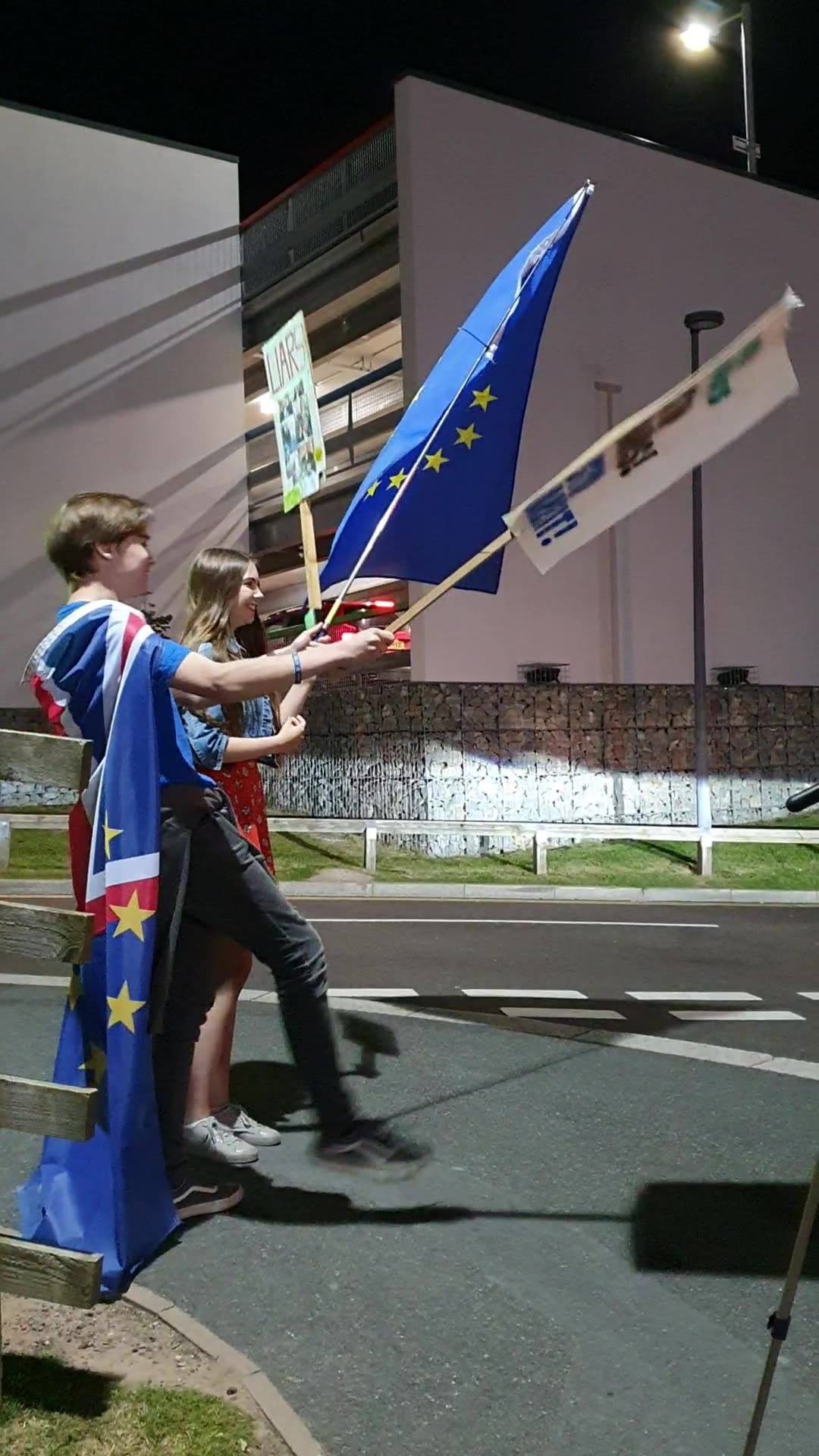 Oscar And Rio Shropshire Youth For Europe Demonstrating Outside The