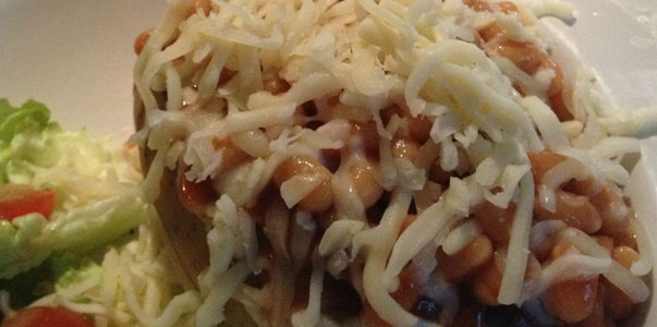 The Jacket Potato with Cheese and Beans. £2.99 at the Beacon.