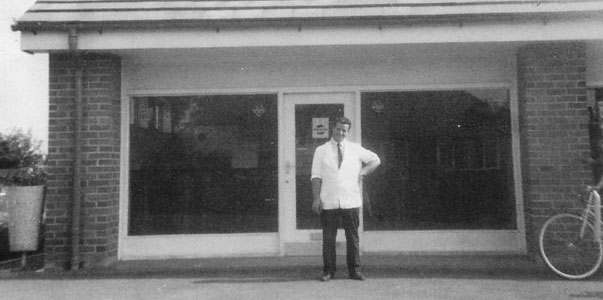Angelo Cosco, outside Angelos Chip Shop in 1970
