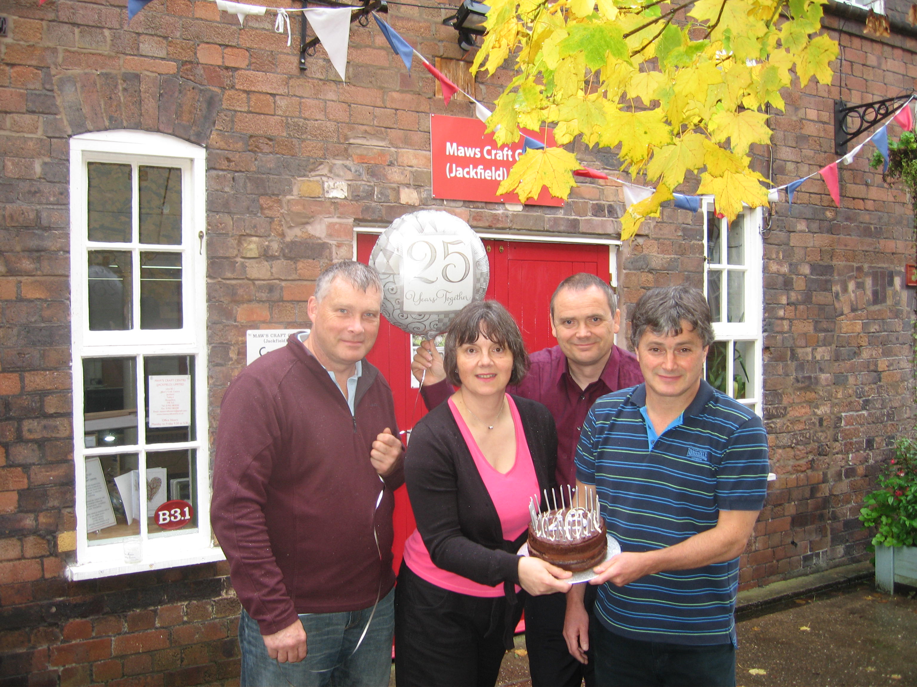 from L-R: Andy Reed of Panshop Upholstery & Antiques; Sabine Townend, Managing Director of Maws Craft Centre (Jackfield) Ltd; Peter Townend, Chairman of Maws Craft Centre (Jackfield) Ltd and Paul Hornby of Coin Creations.