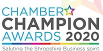 Image may contain: text that says "CHAMBERA CHAMPION AWARDS 2020 Saluting the Shropshire Business spirit"