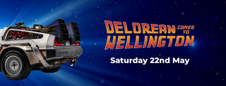 May be a cartoon of ‎text that says "‎Nر DELDREAN TO COMES WELLINGTON Saturday 22nd May‎"‎