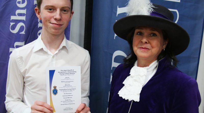 Pic: Telford college - Jordan Lee-Haldron with High Sheriff of Shropshire, Mandy Thorn