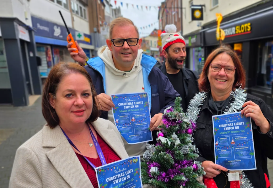 Caroline Mulvihill Deputy CEO and Events Manager – Wellington Town Council, Cllr Paul Davis for Haygate & Park, Jon Drew of the Boardroom Gaming Café who is running the ‘Silly Science’ show at All Saints and Cllr Emma Holding – Chair, Wellington Town Council Events & Communications committee